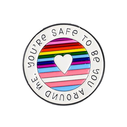 Youre Safe To Be You Around Me Pin Brooch LGBT Ally Enamel Pin Pride Month Gift For Gay Lesbian Transgender Bestie Supportive Friend LGBTQ Pride Brooches Rainbow Flag Lapel Badge Queer Rights Accessories