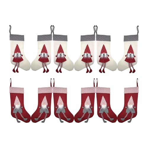 Weihnachtsstrumpf Set – 12 Stück, 42 cm aus Filz, Kamin Nikolausstrumpf zum Aufh