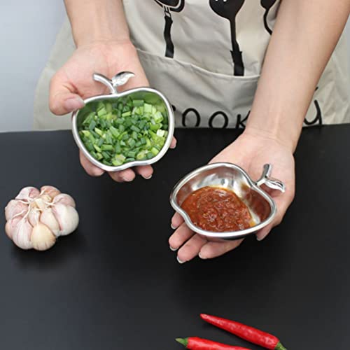 Besportble 2Pcs Dipping Sauce Dish Stainless Steel Apple Shaped Ramekin Sushi Dipping Bowl Melamine Small Sauce Bowl Vinegar Soy Seasoning Dishes #TOP4