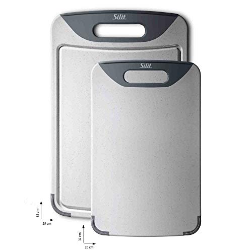 Tablas de cortar Silit de plástico para evitar derrames de zumo, pack de 2 3