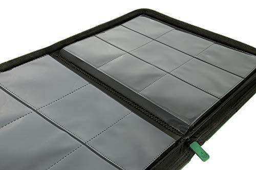 Card Guardian - 9 Pocket Premium Binder with Zipper for 360 Cards - Side Loading Pockets for Trading Card Games TCG (Green)