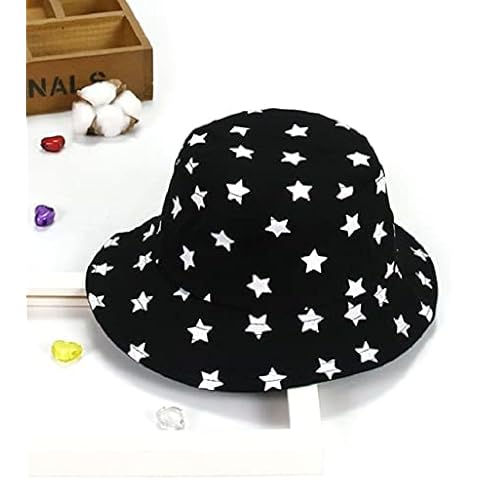 Children's Summer Hat Printing Boys Sun Cap Girls Fisherman Hat Summer Baby Hats -black star-1-3 years(50cm) Cover