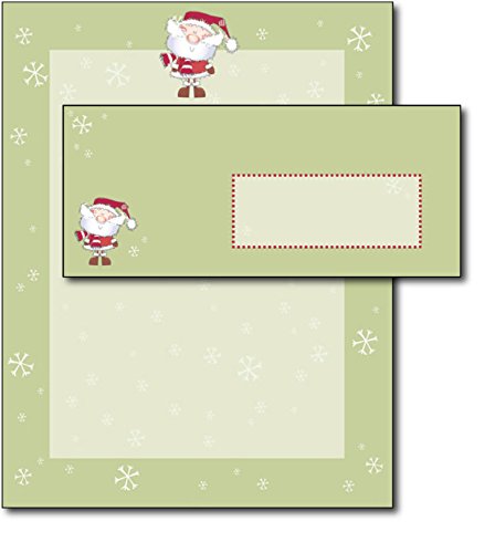 Merry Christmas Santa Holiday Letterhead & Envelopes - 40 Sets