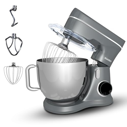 AGARO Elegant Stand Mixer, 1400W with 5.5L SS Bowl, 10 Speed Settings, Pulse Function, 100% Copper Motor, Includes Mustache, Whisk, Dough Hook, Dark Gray