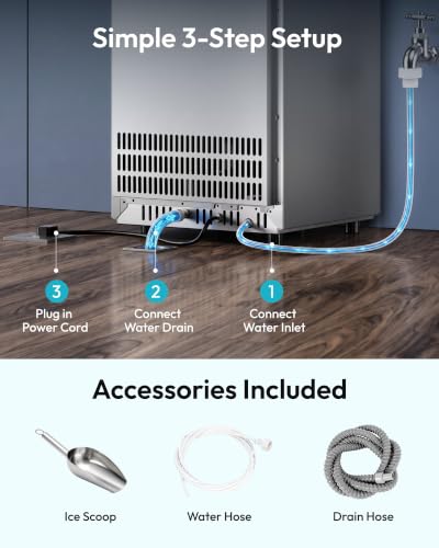 Image of EUHOMY Under Counter Nugget Ice Maker Machine, 70Lbs /Day, Bulit-in Freestanding Ice Maker with Double Ice Baskets, Self-Cleaning & 24H Timer Ice Machine, for Home Use(Silver)
