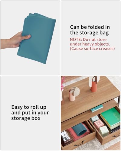 Silikonmatte Groß 70x50 cm, Silikonmatte für Epoxidharz, Bastelunterlage, Silikon Bastelmatte, Malunterlage für Kinder, Mehrzweck Antihafte Rutschfeste Silikon Unterlage, Platzset(Modilangrün)