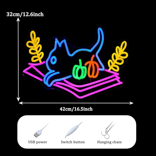 Cat Book Neon Sign Cat Learning LED Light Up Sign Cartoon Animal Neon Light Dimmable Read Books Neon Light Sign for Bookstore Bedroom Store Wedding Classroom decor - Image 5
