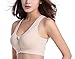 Hiking Gril Women's Zip Front Sports Bra Wireless Post-Surgery Yoga Bras Beige XL