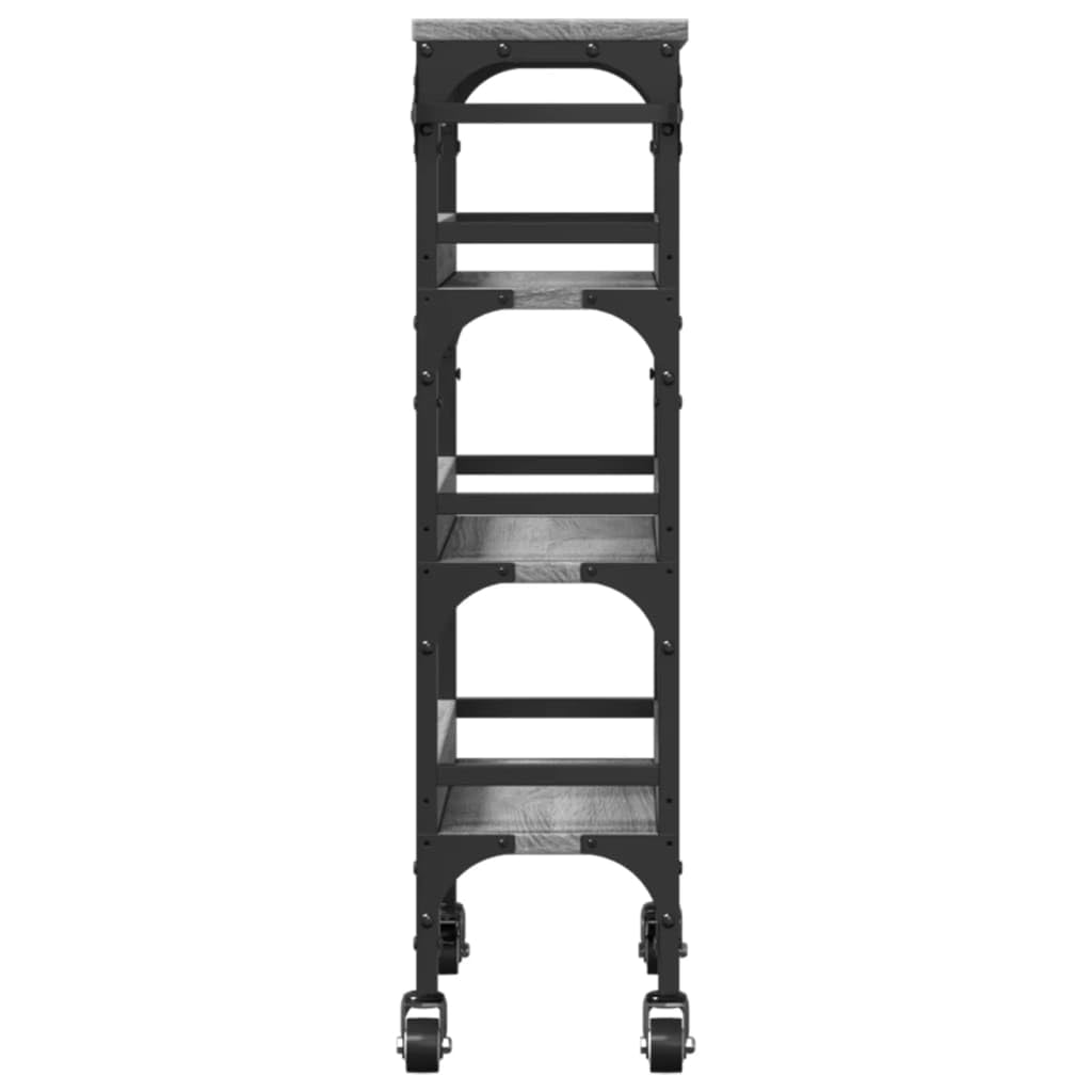 vidaXL Carrito de Cocina, Carro de Almacenamiento de Servicio, Organizador de Comida, Estantes para Baño Salón, Madera de Ingeniería Gris Sonoma