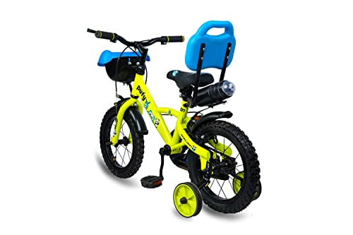 Image of SHELDON Cycle for Boys /Girls Puffy 14 T MTB Single Speed Bike with Front Suspension & Wire Brake Bicycle for Kids, 3 to 6 Years (Floro Green)