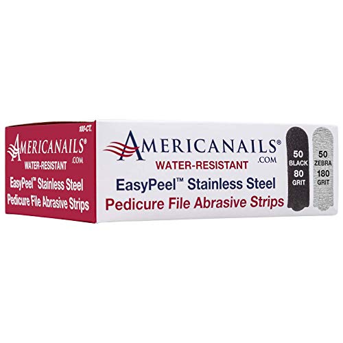 Americanails EasyPeel Pedicure Abrasive Strips for Foot File - Professional Foot Care Pedicure - Hard Cracked Skin, Corns, Callus, Dead Skin Remover for Smooth Feet - Foot Scrub Care Tool (100 Pack)