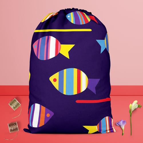 Image of ArtzFolio Colourful Fishes | Reusable Sack Bag | Bag for Gym, Storage, Vegetable & Travel
