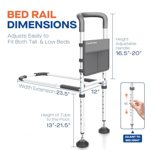Bed Rails for Elderly Adults Safety: Bed Rails for Seniors with Motion Lights & Storage Pouch, Adjustable Bedside Grab Bar, Bed Cane with Strong Support Leg - Image 8