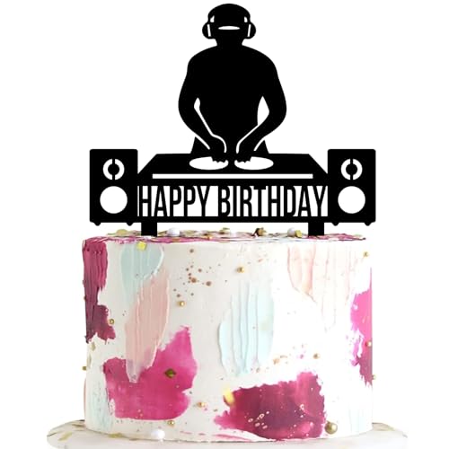 Keonsatrz DJ Happy Birthday Cake Topper - Hip Hop & Rock Music Lover - Disco Theme Decorations