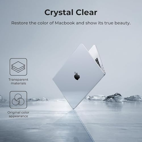 Image of Meyaar Case Compatible with MacBook Air 15 inch M4 2025 2024 2023 Release A3241 M3 A3114 M2 A2941 Liquid Retina Display, Plastic Hard Shell (Crystal Clear)