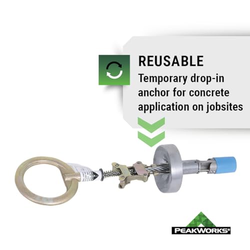 Image of Peakworks Temporary Reusable Drop-In Anchor for Concrete - Industrial, Construction, Roofing Fall Protection - ANSI & OSHA Compliant - 3 /4 inch (19 mm)
