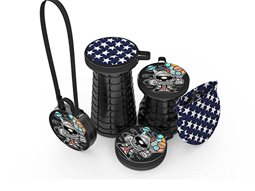 Image of ALEVMOOM Upgraded Portable Collapsible Folding Stool with Cushion Retractable Telescoping Stool for Adults Sturdy Capacity 440lbs Camping Chair for Outdoor Hiking Garden with Bag