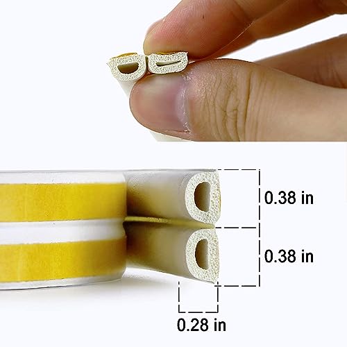 Image of Door Weather Strip Draught Excluder for Doors Self Adhesive Foam Draft Excluder for Windows Door Insulation Strip Weather Stripping Door Seal Strip, Epdm, Foam, Rubber (White)