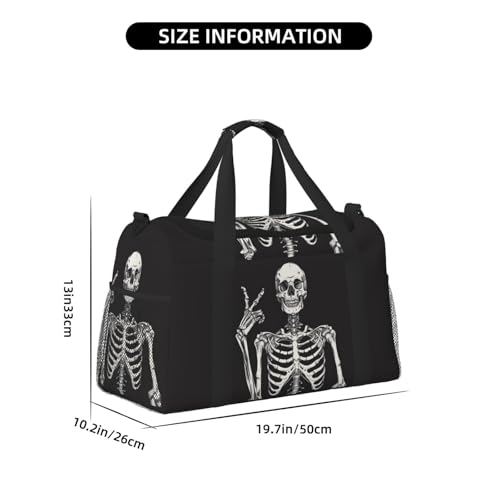 Skeleton Duffle Bag Foldable Travel Tote Bag Carry On Large Weekender Overnight Bags Waterproof Gym Bag For Women Men4