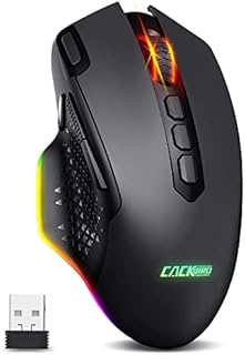 CACKBIRD CA282 Wireless Gaming Mouse, 9 RGB Backlit Modes,10000 DPI, 10 Programmable Buttons Fire Button, Type-C Rechargeable Gaming Mouse for PC Gamers Computer Laptop Desktop Chromebook Mac, Black