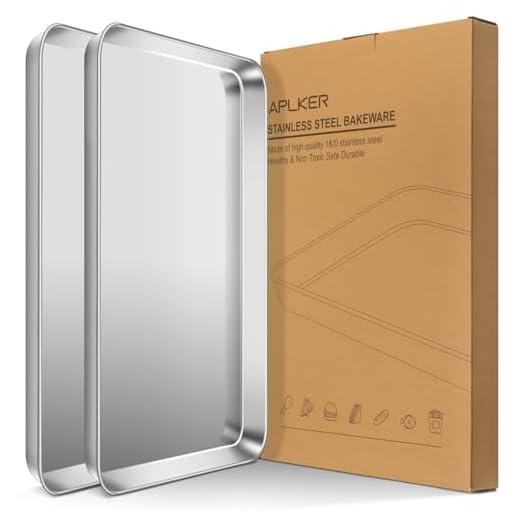 APLKER Set 2 Teglie da Forno in Acciaio Inox, Teglia per Pizza Professionale, Teglia Forno Rettangolare per Pane, Biscotti, Pizza e Torte, 40,5 x 30,5 x 2.5 cm