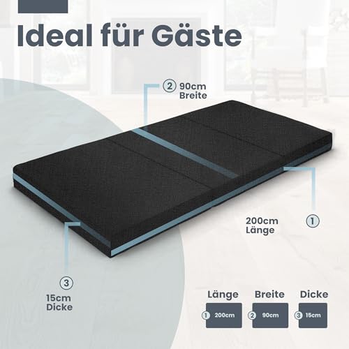 Bout3 Klappmatratze, Gästematratze, 3-Teilige Schaumstoff Faltmatratze, Klappbar Sitzblock, Faltbare Reisebett Matratze… – Ansicht 2