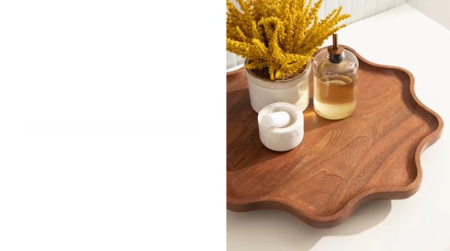 Amazon.com: Kate and Laurel Alezar Mango Wood Wavy Round Lazy
