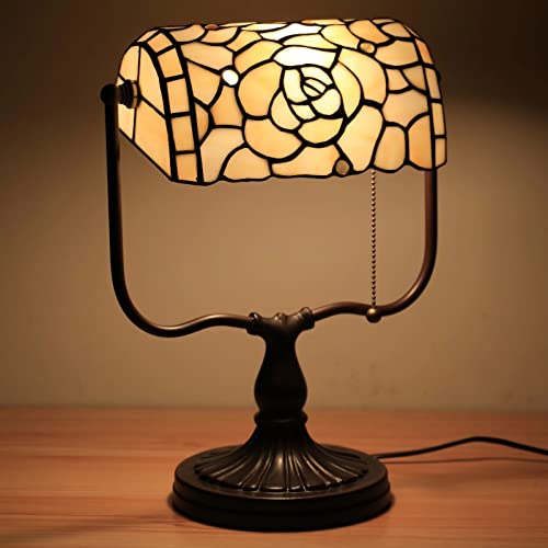 Lampe banquier verre teinté et cristal de haute qualité pour bureau