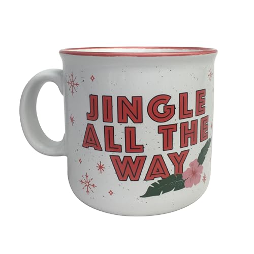 Image of Silver Buffalo Disney Lilo And Stitch Christmas Holiday Jingle All the Way String Lights Ceramic Camper Mug, 20 Ounces