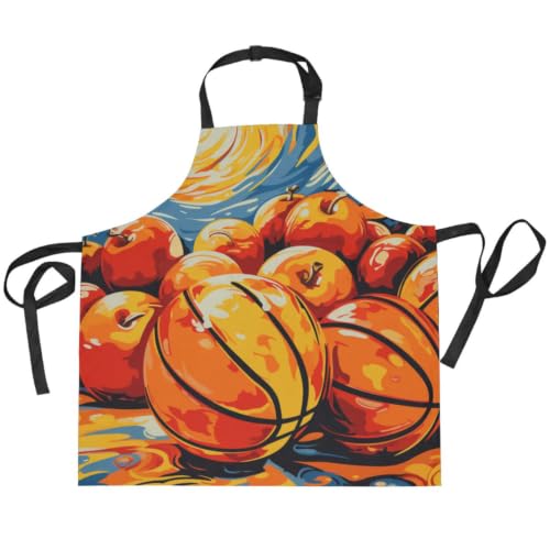 Tablier de cuisine pour hommes et enfants motif basket abstrait