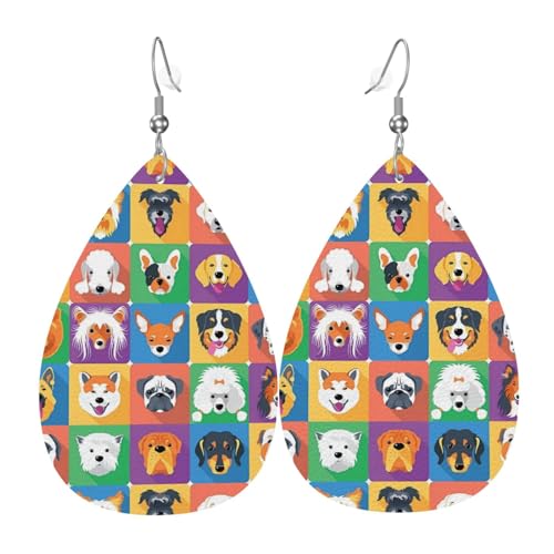 かわいい フレンチブルドッグ イヤリング レディース 揺れるピアス 水滴のピアス レザーイヤリング アクセサリー 人気 個性的 軽量 ファッション小物 日常使い 誕生日 母の日 高校生 彼女 結婚記念日 プレゼント