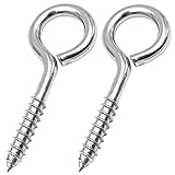 Eye Hooks Screw in Heavy Duty, 5 Inch 304 Stainless Steel Screw Eyes, Silver Anti-Rust Eye Bolts Lag...