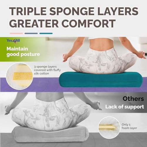 Image of Yes4All Triple-Layer Sponge Yoga Bolster Pillow for Restorative Yoga & Meditation - Versatile Yoga Support Pillow, Balance & Poses Modification