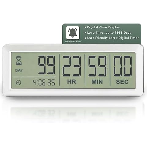 Countables White Large LCD Digital Countdown Clock, Up to 999 Days - Easy to Set & Read Reusable Count Down Timer for Retirement, Wedding, Christmas, Holiday,Baby Due Date,Birthday & More Cover