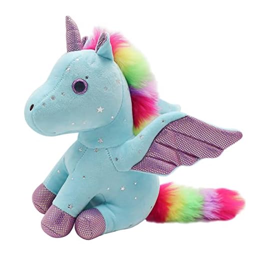 Heionia Peluche Licorne Poupée Jouets en Peluche Animaux en Peluche Cadeaux d'anniversaire Filles Enfant, 23CM (Bleu)