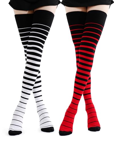 Kayhoma Extra Long Gradient Zebra Stripe Thigh High Socks Over the Knee High Socks