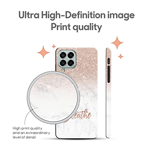 Image of COLORflow Back Cover Compatible with Samsung Galaxy M12 / A12 / F12 | (Best for Girls) Quotes (Breathe) Marble | Designer Printed Hard CASE Bumper Back Cover