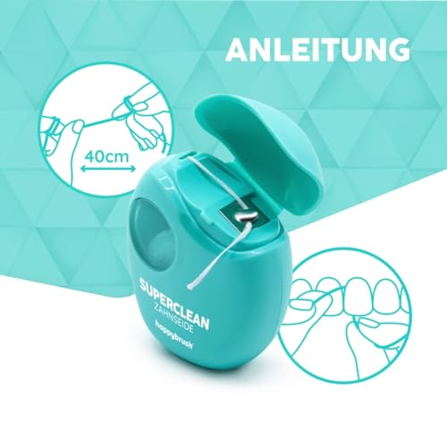 happybrush® Vegane Zahnseide SuperClean gewachst in nachhaltiger Verpackung - Natürliche Zahnreinigung - Vorratspack (5 x 35m) – Bild 3