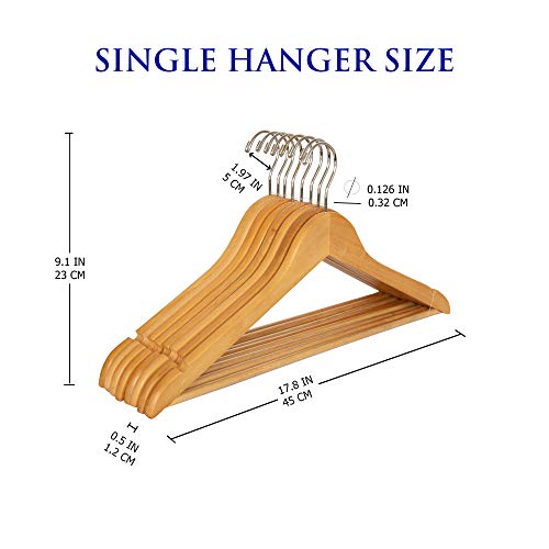 A-Quality Wooden Coat Hanger With Anti-Slip Bar,Clothes Hanger In 20 Gift Box,Suit Hanger With Stronger Rotating Hook Suitable For All Garments. #TOP2