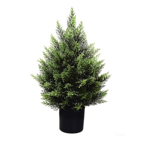2FT Artificial Topiary Tree Beautiful Realistic Faux Cedar Pines Christmas Trees UV Rated Fake...