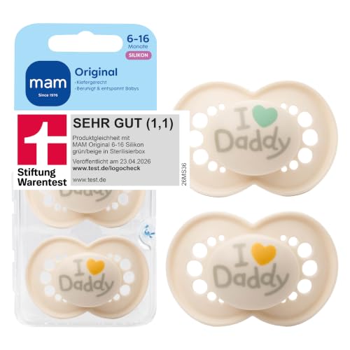 MAM Original Schnuller, 6-16 Monate, Daddy/Beige, 2 Stück – Ansicht 1