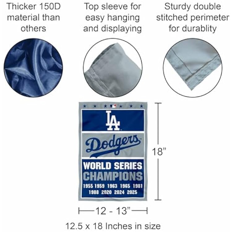 Dodgers 9 Time World Champions Series Double Sided Garden Flag