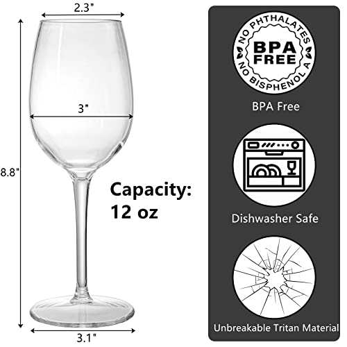 Zeayea ZE-TRITANWINEGLASS-12.5OZ-4PC Set Of 4 Red Wine Glasses, 12 Oz Tritan Champagne Glasses With Stem, Unbreakable Wine Goblets, Bpa-Free Plastic Drink Glasses For Party Holiday Wedding Picnic Gift thumb #1