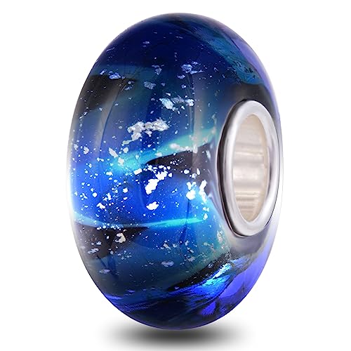 Murano Glass Charms Authentic 925 Sterling Silver Charms Core Red Flower Pink Love Heart White Yellow Glass Beads fit Pandora Style Bracelet for Women Wife Anniversary DIY Gift