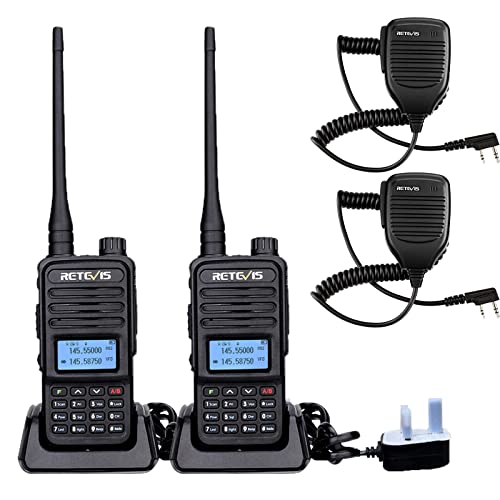Retevis RT85 2 Way Radio, Dual Band Walkie Talkie High Power 200 Channels, Handheld Speaker Mic, VOX Professional Two Way Radio Long Distance for Vehicle Driving, Camping, Rescue (Black, 2Pcs)