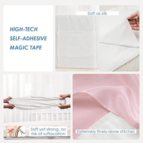 Image of PROMEED 100% Mulberry Silk Bassinet Sleeve for Baby Bald Spots, Preminium 23 Momme Silk Bassinet Half Sheet for Baby Hair Loss (Pink)