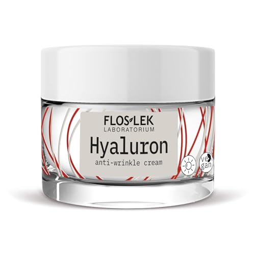 Floslek Crème de jour anti-rides Hyaluron - Traitement anti-âge - Hydrate et protège la peau - Acide hyaluronique et prébiotiques - Soin quotidien - 50 ml