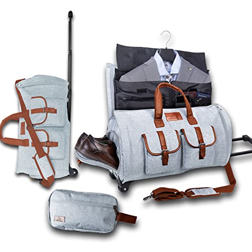 AVOLIONO Improved Edition of Carry-on Garment Bags for Travel, Large Trolley Duffel Suit Bag, Expandable Garment Bag for Suit, Rolling Garment Bag with Shoe Compartment includes Toiletry Bag