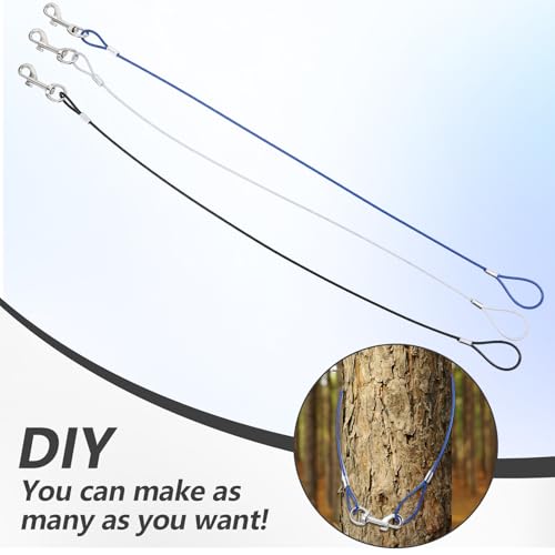 3 Stück Bissfeste Hausleine für Hunde, Hundeleine Verlängerungsseil, Kausichere Hundeleinen, Kausicherfest Hundekette Metall Kabel Leine für Kleine Mittelgroße Hunde (65 cm, Schwarz/Blau/Transparent)
