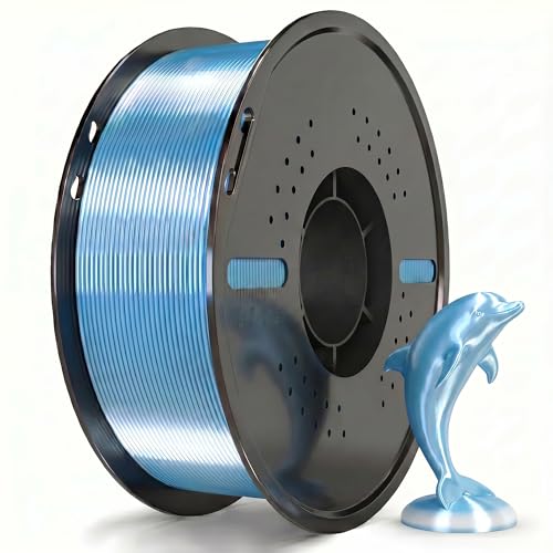 Miailuy Silk Filament PLA 1.75mm Silk 3D Printer Filament, Silk 1kg Spool (2.2lbs), Dimensional Accuracy +/- 0.02 mm, Fit Most FDM Printer (Iceblue)